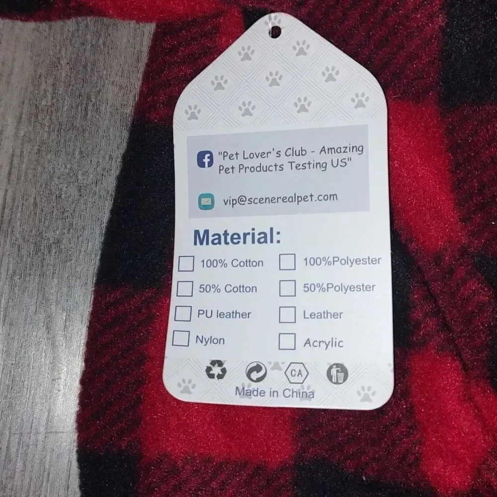 Dog Pet Pajamas for Dogs Red Plaid Sweaters Soft Clothes Sz L
